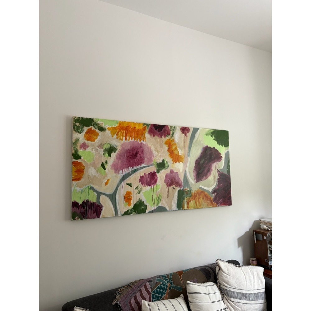 Original Abstract Floral Painting by Elias Medici, 72" x 36"